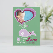 かわいい漫画のクジラの子供の教室バレンタイン写真 招待状 (スタンド正面)