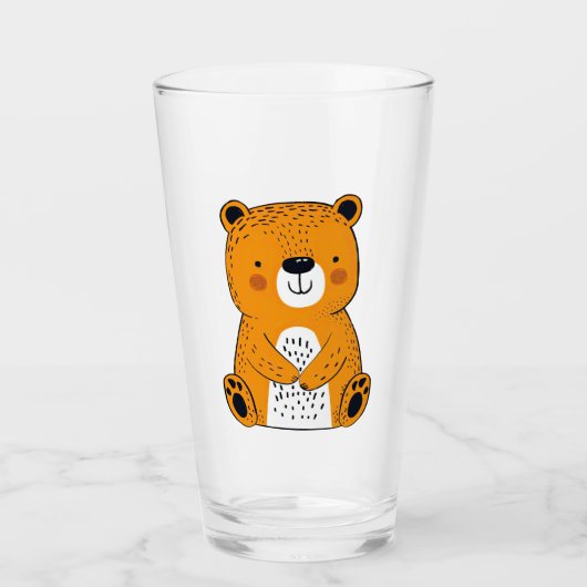 かわいい漫画のクマの装飾 タンブラーグラス (正面)