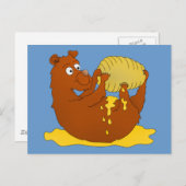 かわいい漫画のクマ食べ物のハチミツ ポストカード (正面/裏面)