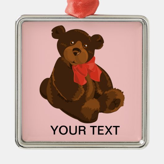 かわいい漫画のクマ メタルオーナメント (正面)