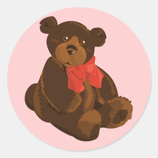 かわいい漫画のクマ ラウンドシール (正面)