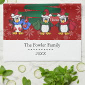 かわいい漫画のクリスマスのペンギン キッチンタオル (折り畳み)