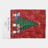 かわいい漫画のクリスマスのペンギン キッチンタオル (横)