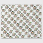 かわいい漫画のクリスマスエルフがティーカップで寝ている ラッピングペーパー (フラット)