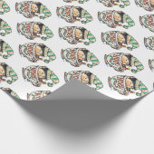 かわいい漫画のクリスマスエルフがティーカップで寝ている ラッピングペーパー (角)