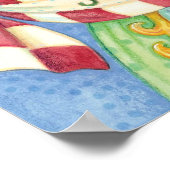 かわいい漫画のクリスマスエンジェルハロー joy バナー付き ポスター (角)