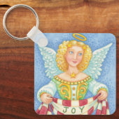 かわいい漫画のクリスマスエンジェルハロー joy バナー キーホルダー (正面)