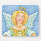 かわいい漫画のクリスマスエンジェルハロー joy バナー マウスパッド (正面)