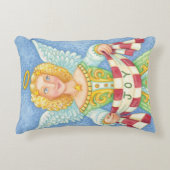 かわいい漫画のクリスマスエンジェル・ハロー・ジョイバナー アクセントクッション (正面)