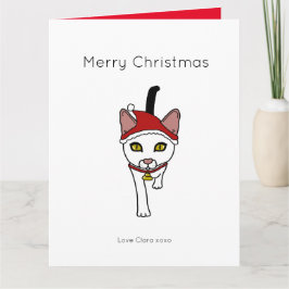かわいい漫画のクリスマスサンタ猫 カード