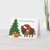 かわいい漫画のクリスマスバッファロー シーズンカード (正面)
