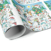 かわいい漫画のクリスマスポーラベアペンギンパーティー ラッピングペーパー (ロールコーナー)