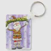 かわいい漫画のクリスマス信じ、私はサンタで キーホルダー (裏面)