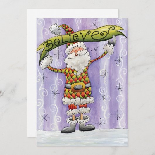 かわいい漫画のクリスマス信じ、私はサンタで シーズンカード (正面/裏面)