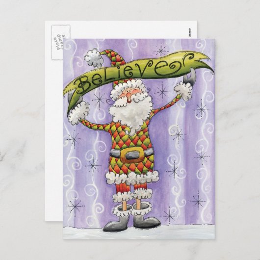 かわいい漫画のクリスマス信じ、私はサンタで シーズンポストカード (正面/裏面)