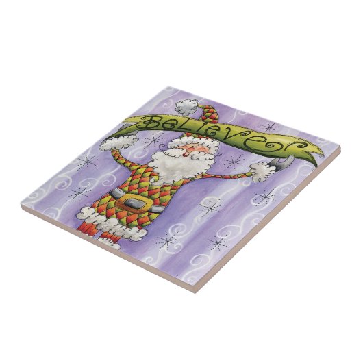 かわいい漫画のクリスマス信じ、私はサンタで タイル (側面)