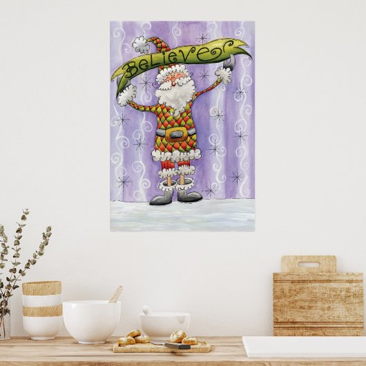 かわいい漫画のクリスマス信じ、私はサンタで ポスター (キッチン)