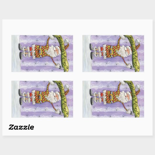 かわいい漫画のクリスマス信じ、私はサンタで 長方形シール (シート)