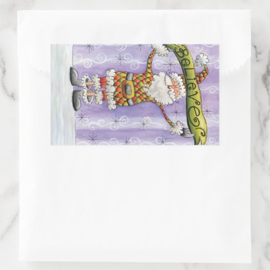 かわいい漫画のクリスマス信じ、私はサンタで 長方形シール (バッグ)