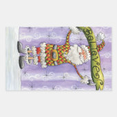 かわいい漫画のクリスマス信じ、私はサンタで 長方形シール (正面)