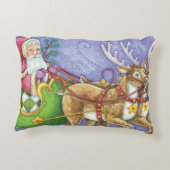 かわいい漫画のクリスマス サンタクロースのトナカイのスレー アクセントクッション (裏面)