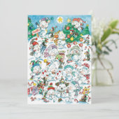 かわいい漫画のクリスマス・ポーラーベア・ペンギンパーティ 招待状 (スタンド正面)