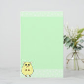 かわいい漫画のクリームのハムスターのミントの文房具 便箋 (スタンド正面)