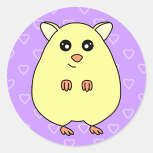 かわいい漫画のクリームのハムスターの紫色のステッカー ラウンドシール