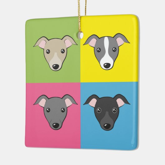 かわいい漫画のグイタリアンレイハウンズパーソナライズされた文字 セラミックオーナメント (左)