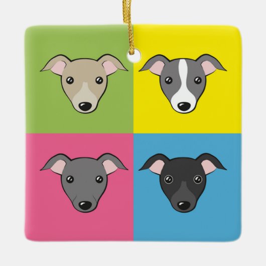 かわいい漫画のグイタリアンレイハウンズパーソナライズされた文字 セラミックオーナメント (正面)