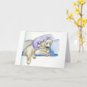 かわいい漫画のコッカースパニエル犬ドッグカード カード (黄色い花)