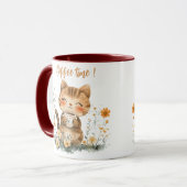 かわいい漫画のコーヒー好きの猫のマグカップ マグカップ (正面左)