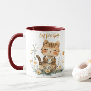 かわいい漫画のコーヒー好きの猫のマグカップ マグカップ