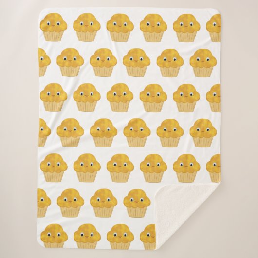 かわいい漫画のコーンのマフィンのパターン シェルパブランケット (正面)