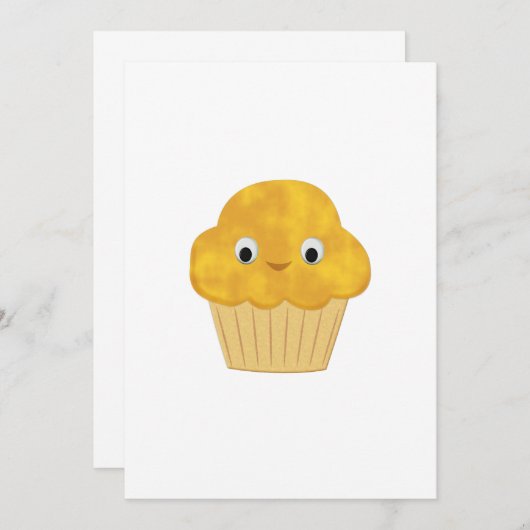 かわいい漫画のコーンマフィン 招待状 (正面/裏面)