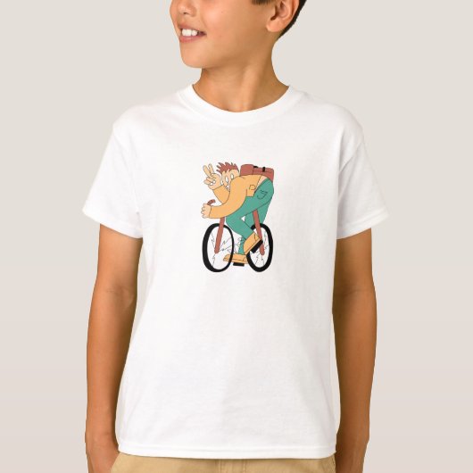 かわいい漫画のサイクリストTシャツ – 楽しい自転車乗りイラスト Tシャツ (正面)