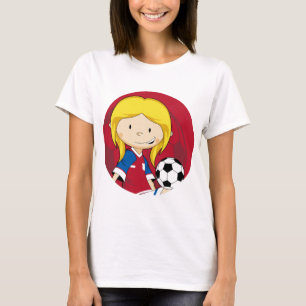かわいい漫画のサッカーのフットボール Tシャツ