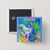 かわいい漫画のサメのボタン 缶バッジ (正面&裏面)