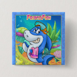 かわいい漫画のサメのボタン 缶バッジ