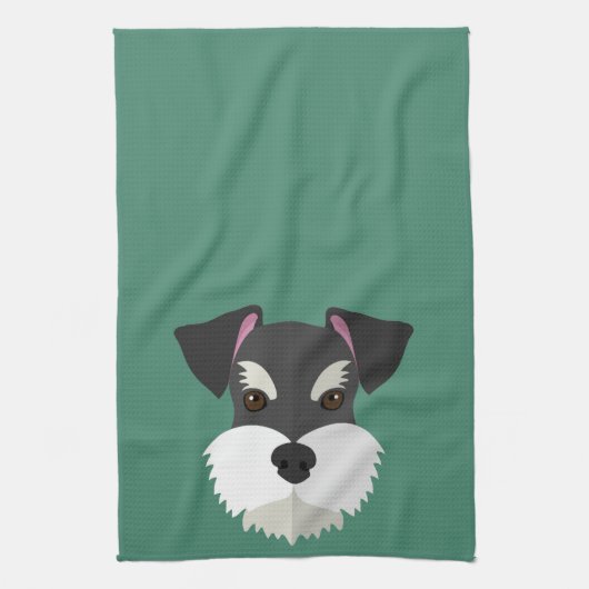 かわいい漫画のシュナウツァー! キッチンタオル (縦)