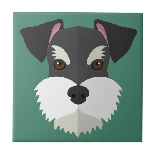 かわいい漫画のシュナウツァー! タイル (正面)