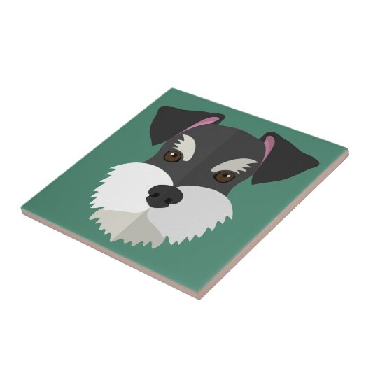 かわいい漫画のシュナウツァー! タイル (側面)