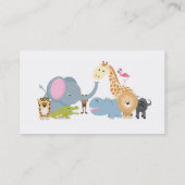 かわいい漫画のジャングルサファリ動物セット 名刺 (裏面)