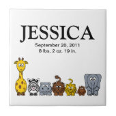 かわいい漫画のジャングル動物2の新生児の一流のタイル タイル (正面)