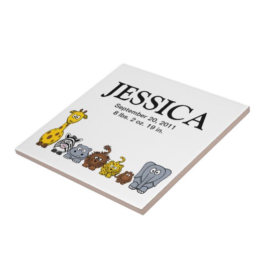 かわいい漫画のジャングル動物2の新生児の一流のタイル タイル (側面)