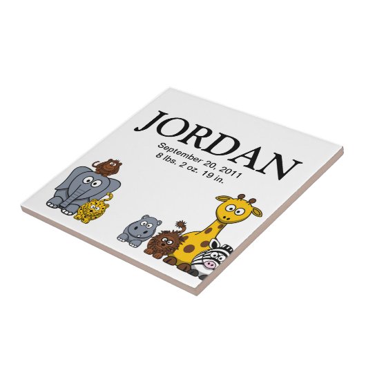 かわいい漫画のジャングル動物3の新生児の一流のタイル タイル (側面)