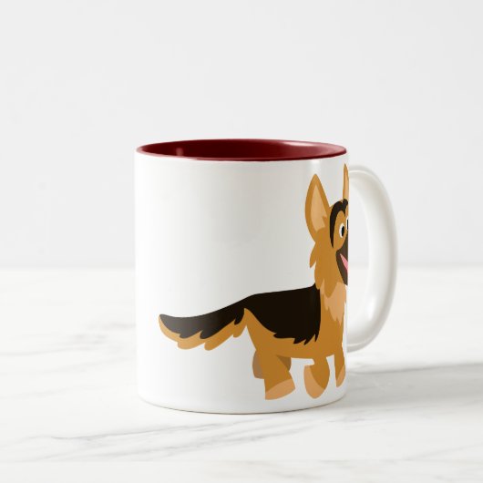 かわいい漫画のジャーマン・シェパード犬のマグ ツートーンマグカップ (正面右)