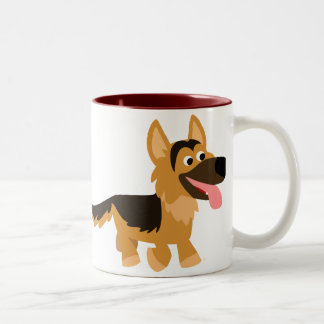 かわいい漫画のジャーマン・シェパード犬のマグ ツートーンマグカップ
