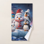 かわいい漫画のスタイルペンギン。 バスタオルセット (ハンドタオル)