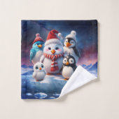 かわいい漫画のスタイルペンギン。 バスタオルセット (ウォッシュタオル)